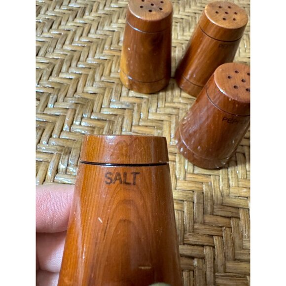Vintage Wooden Salt & Pepper Shakers 2 Complete Sets - Picture 3 of 7